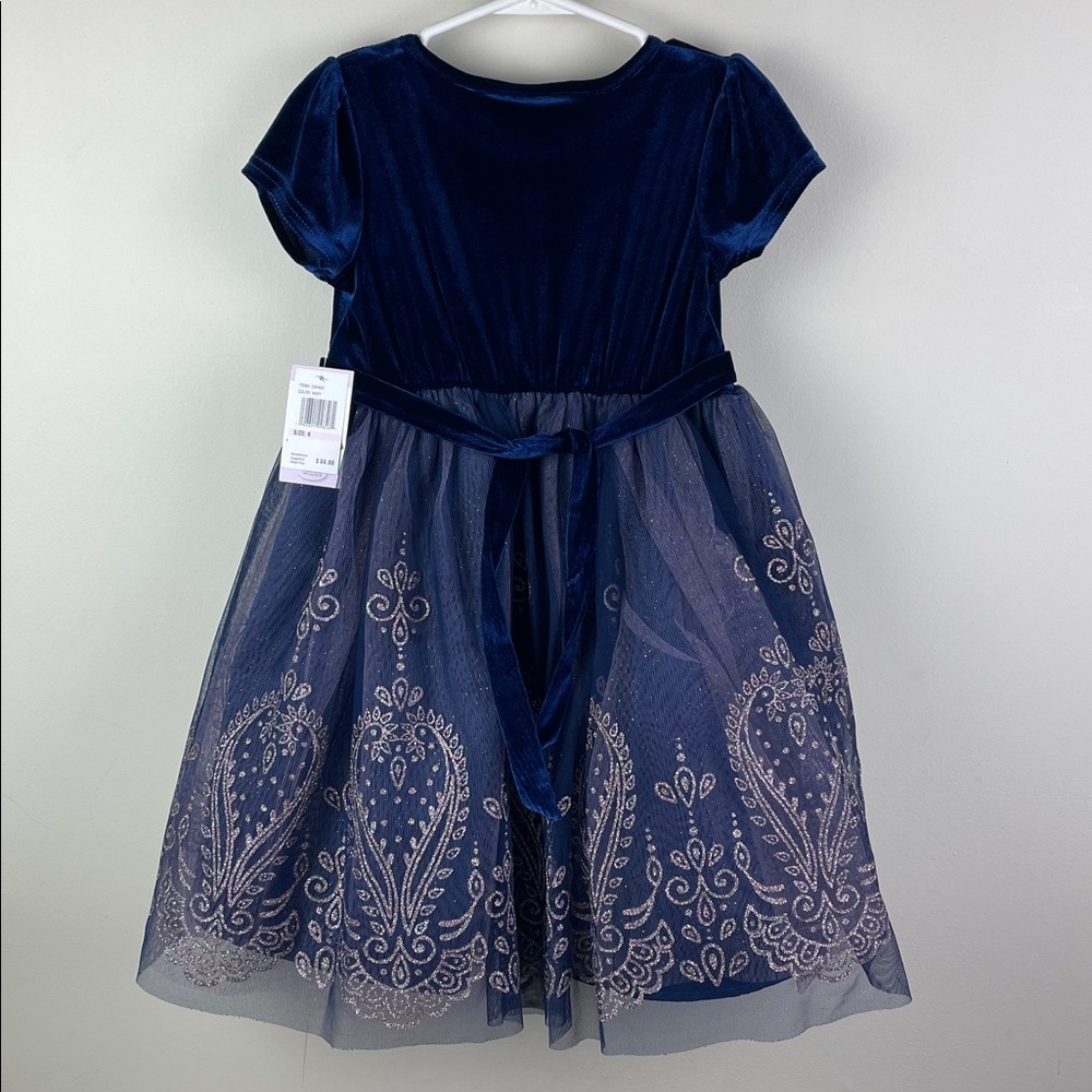 Blueberi Boulevard Blue Velvet Dress Sparkle Skirt - Picture 8 of 11